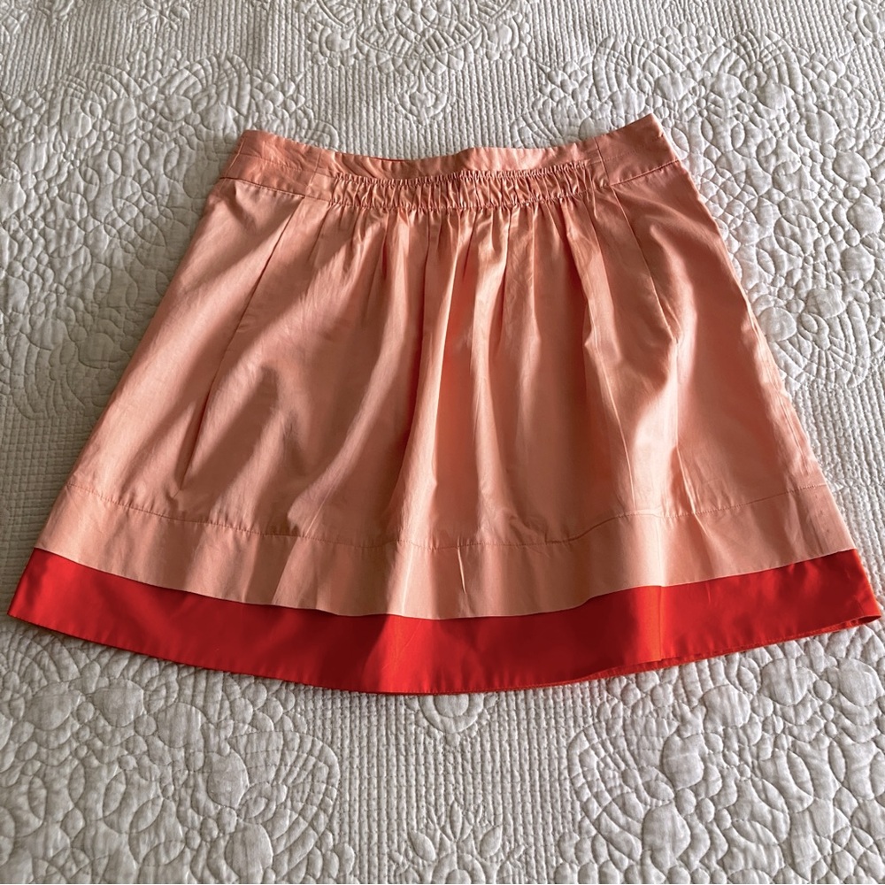EUC JCrew pale orange/orange cotton skater skirt w/front pockets
